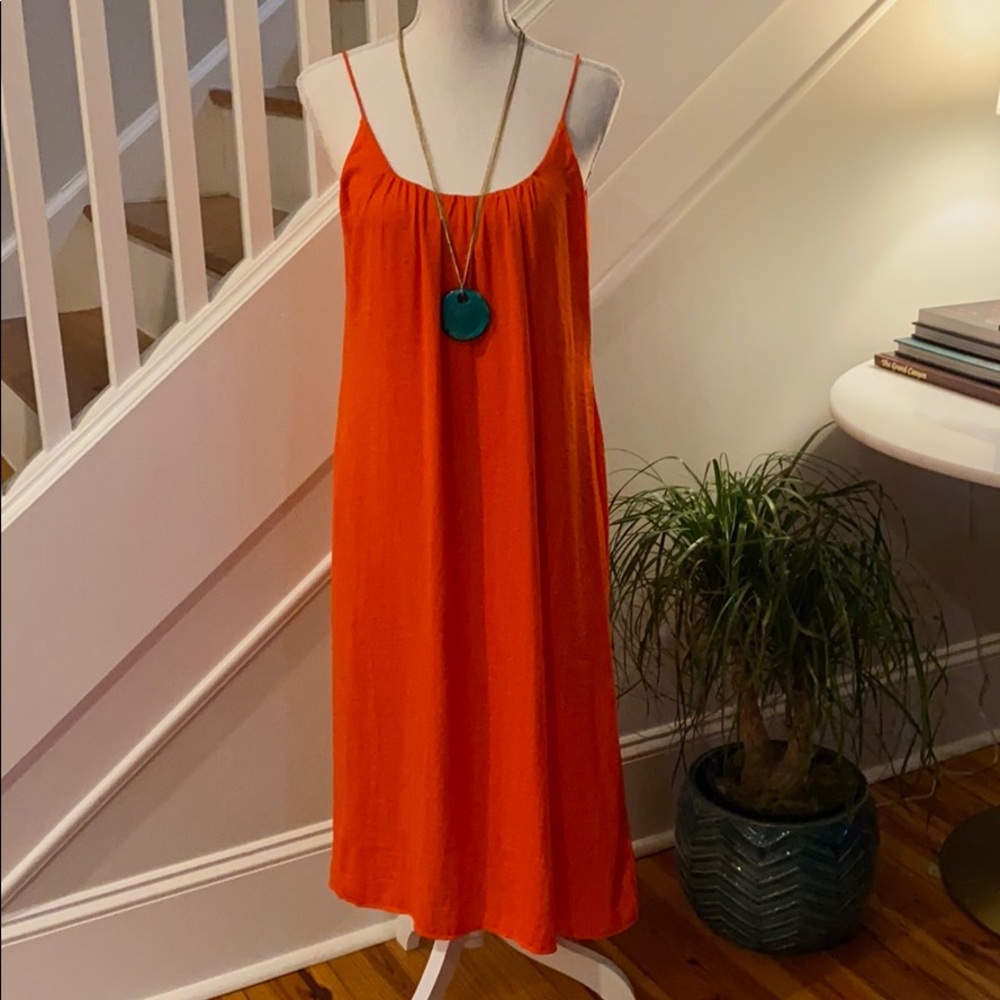 NWT H&M long orange silk dress